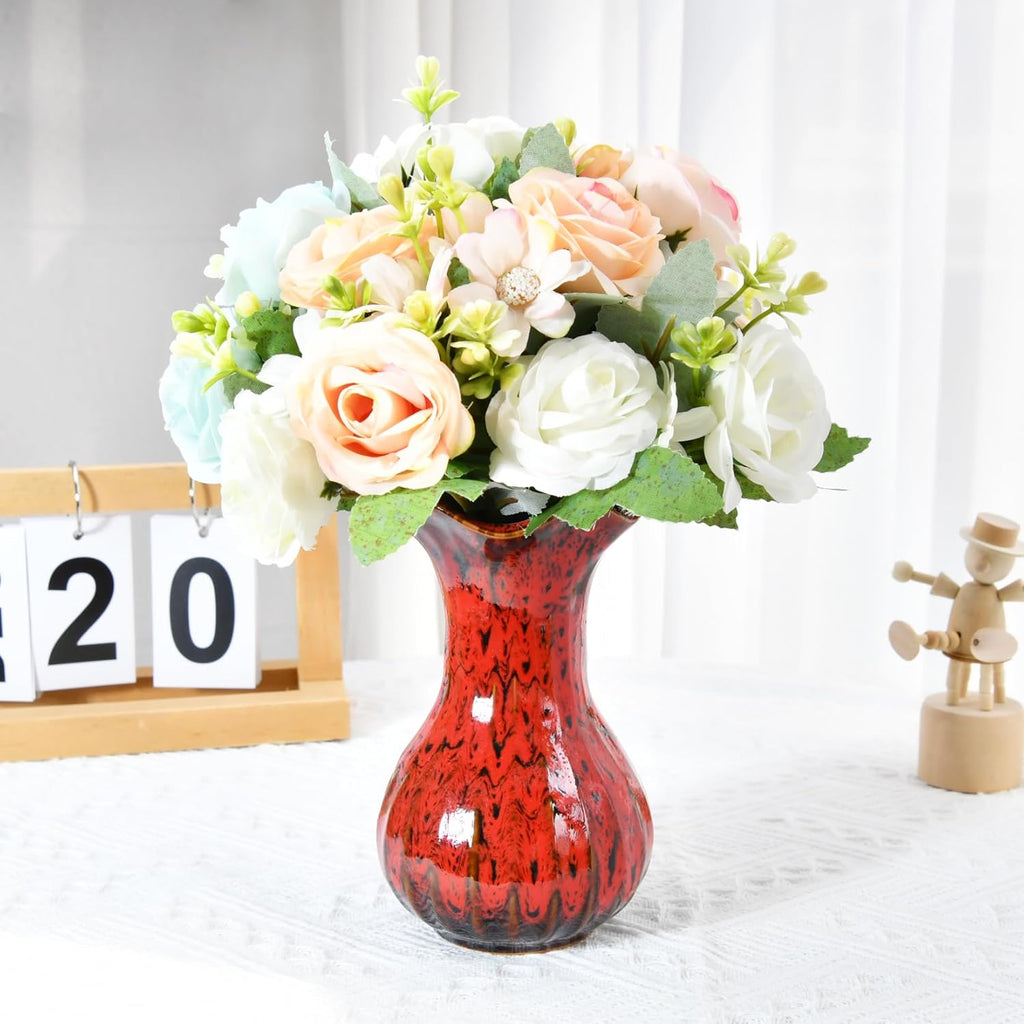 Ceramic Vase, Modern Small Vases for Home Decor, Elegant Flower Vase Centerpiece for Tables, Office Desk, Room Decor, Fit for Housewarming, Wedding, Birthday (Blue)