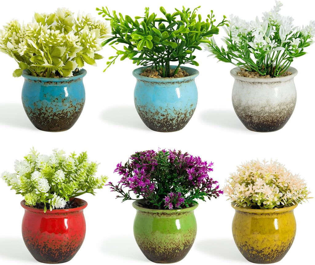 artificial plants in pots indoor Fake Plants Small Artificial Potted Plants, 6 Packs – artketty
