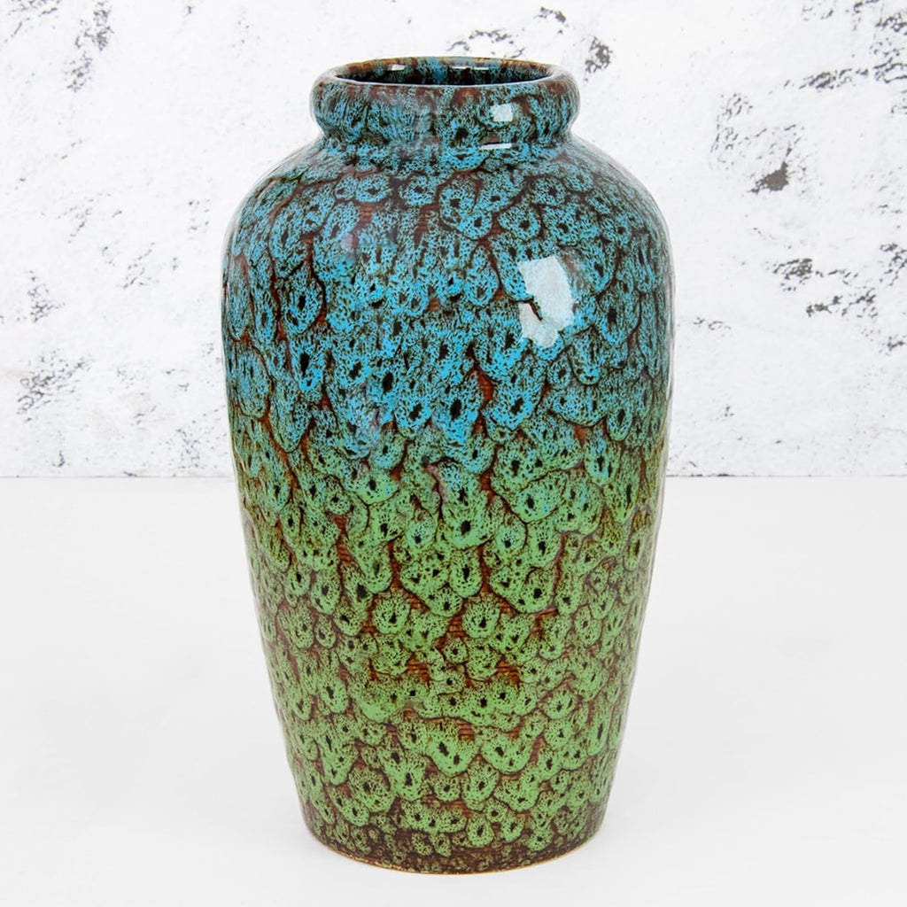 Unique Ceramic Flower Vase, Modern Home Decor for Living Room, Tables, Shelves & Enterways,11Inch Tall Red Green Vase Gift for Housewarming, Wedding, Birthday