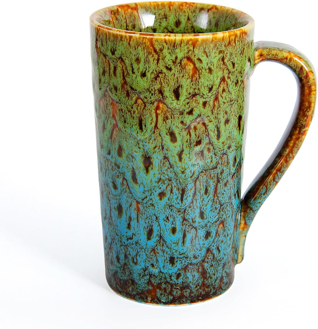 20 OZ Large Coffee Mugs Ceramic Tall Coffee Cups with Handle Green & Blue