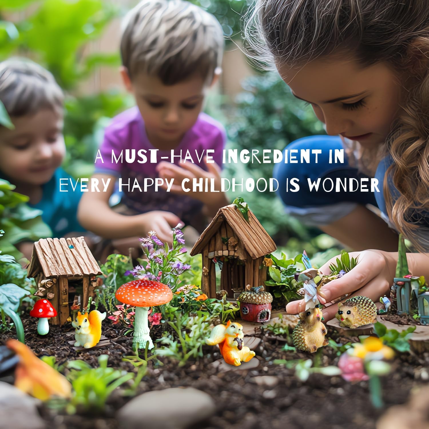 7Pcs Fairy Garden Animal Figurines – Resin Squirrel, Hedgehog, Mushroom & Acorn Miniatures for DIY Terrarium & Home Decor