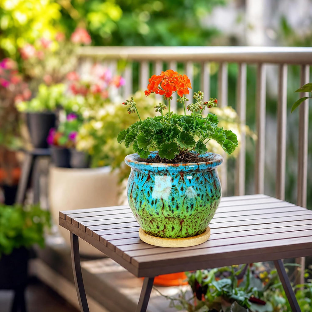 ARTKETTY 4.5 Inch Plant Pots, Small Pots for Plant Indoor, Ceramic Planter with Tray