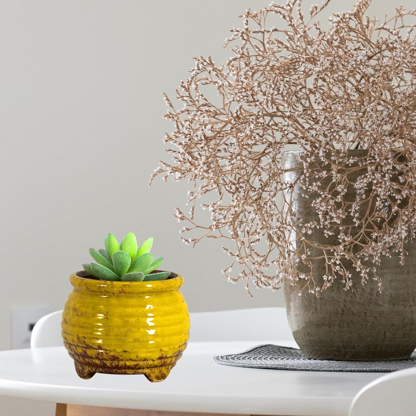 Succulent Pots - Small Succulent Plant Pots with Drainage Set of 6, Ceramic Cactus Planter Pots for Indoor Unique Flower Planter Container for Home Office Decor