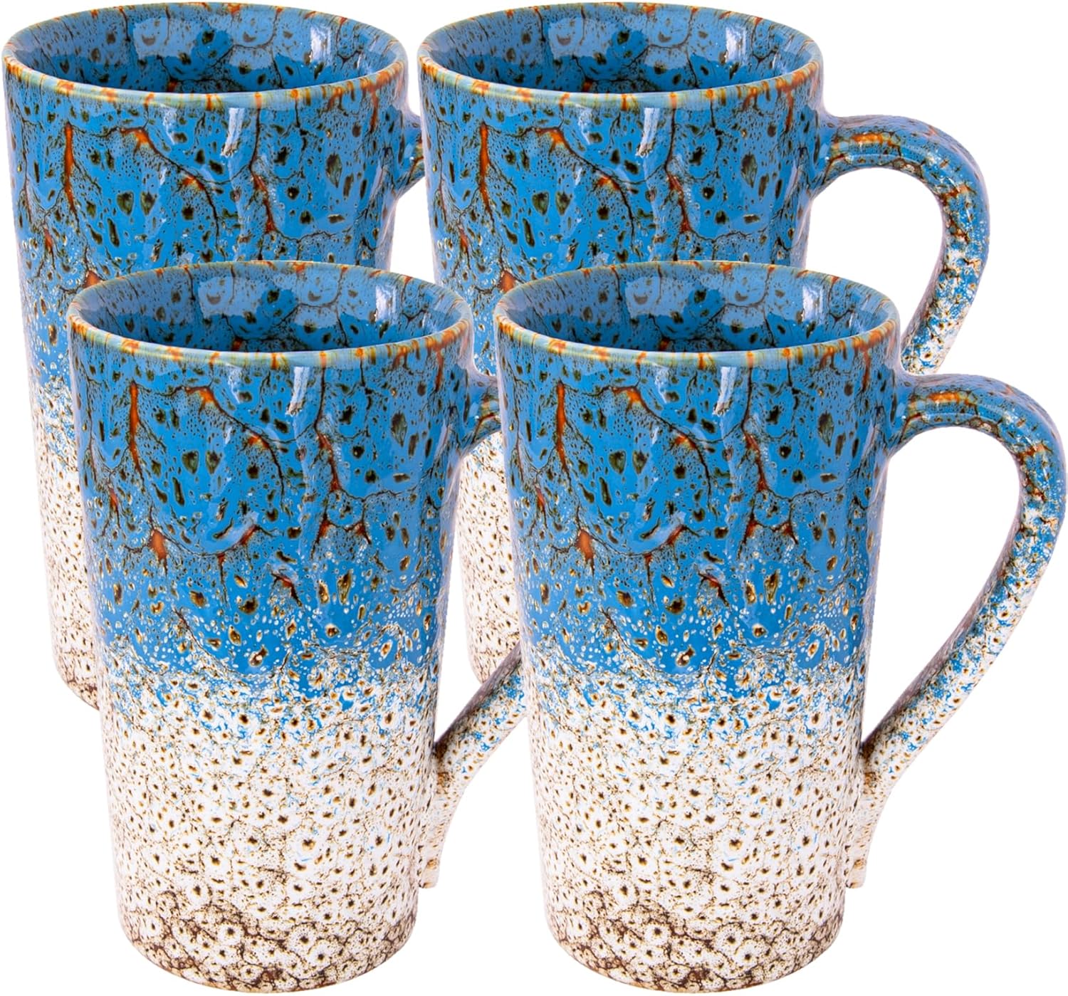 20oz Ceramic Coffee Mugs Large Latte Mugs Modern White Drinking Cups with Handles Set of 4 Perfect for Tea, Coffee, Cocoa