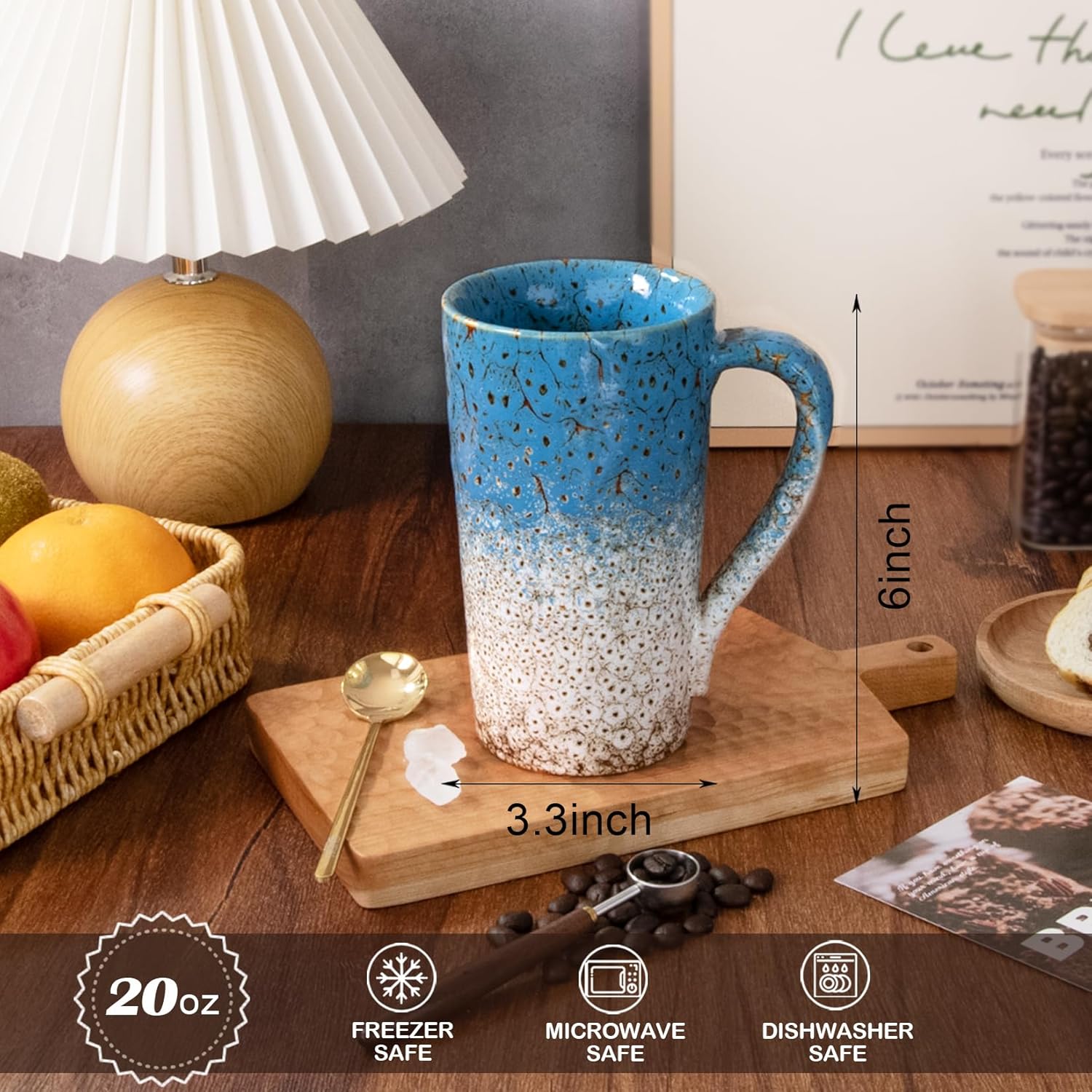 20 oz Coffee Mug, Coffee Cup Large Coffee Mug with Handle, Ceramic Latte Tea Cup for Office and Home, Novelty Gifts for Women and Men