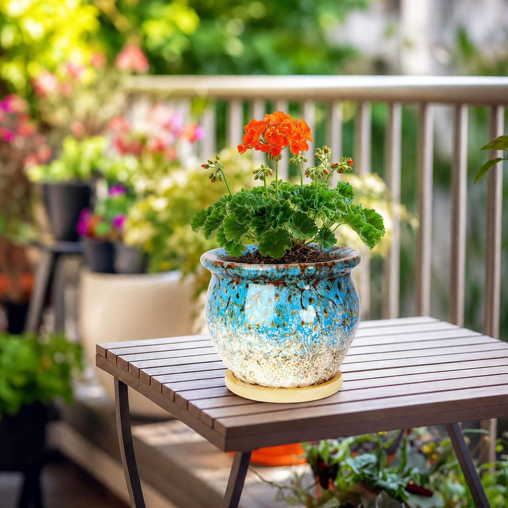 ARTKETTY 4.5 Inch Plant Pots, Small Pots for Plant Indoor, Ceramic Planter with Tray