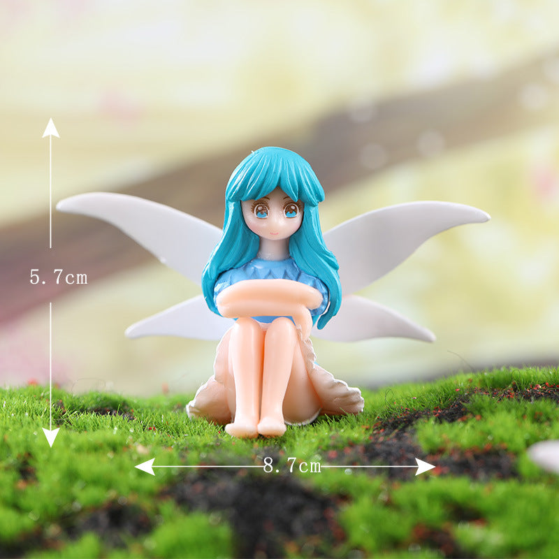 Fairy Garden Figurines Set of 4, Mini Flower Fairies with Wings, DIY Craft Ornaments for Cake, Plants & Home Decoration