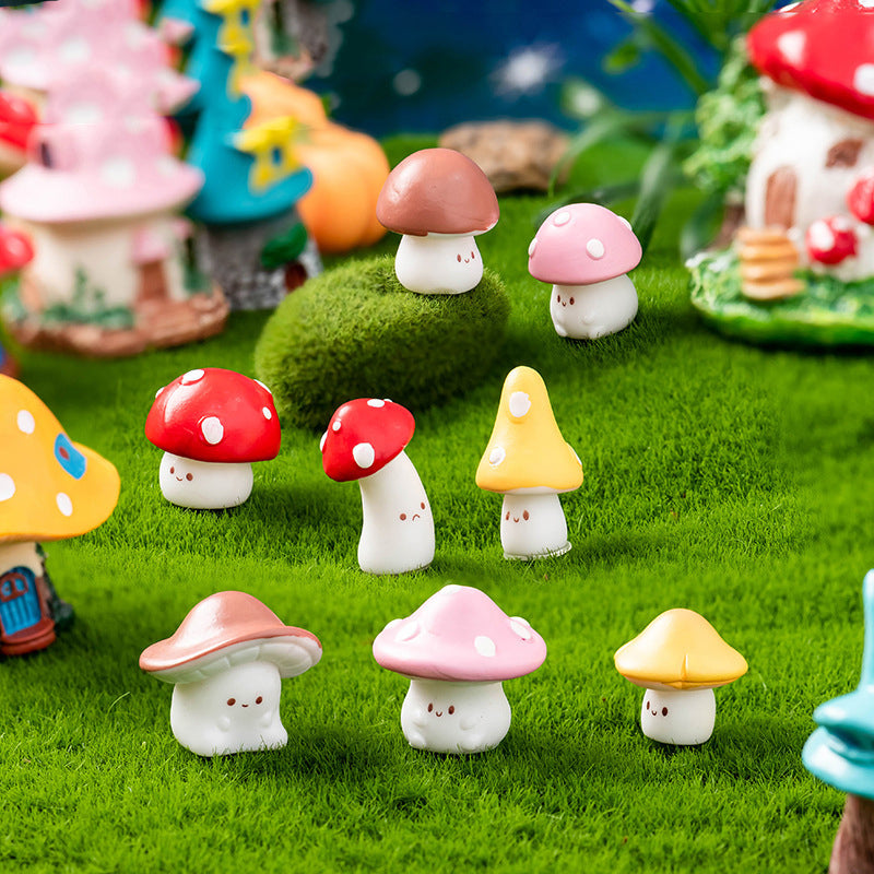 7Pcs Mini Mushroom Figurines – Cute Resin Ornaments for Fairy Garden, Terrarium, Succulent Pots & DIY Decor