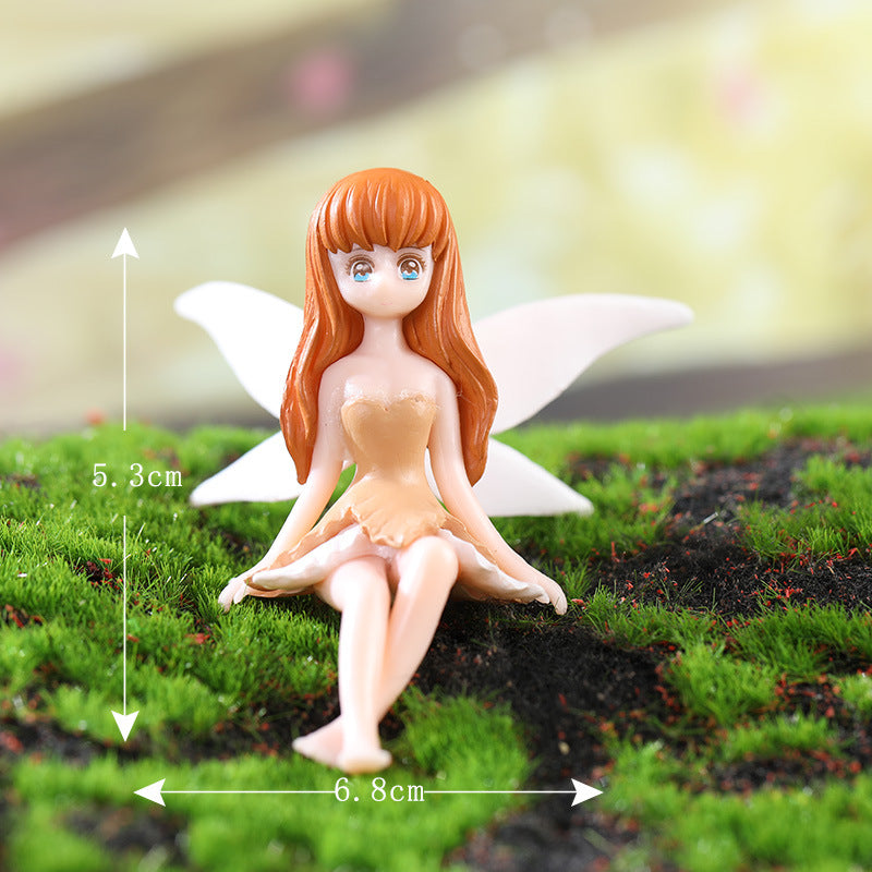 Fairy Garden Figurines Set of 4, Mini Flower Fairies with Wings, DIY Craft Ornaments for Cake, Plants & Home Decoration
