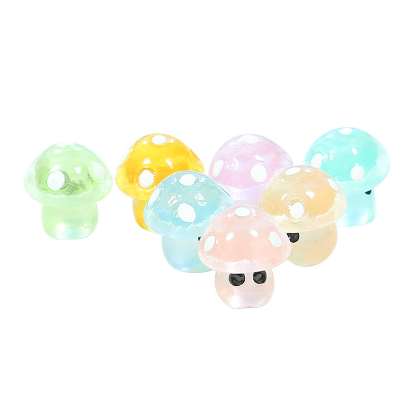 7Pcs Mini Glitter Mushroom Figurines – Resin Ornaments for Fairy Garden, Succulent Pots & DIY Decor