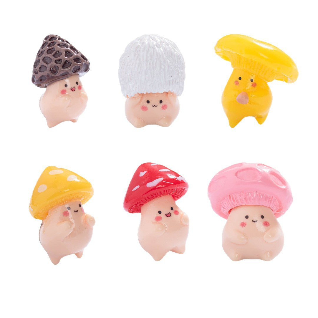 7Pcs Cute Mushroom Elf Figurines – Resin Miniature Ornaments for Fairy Garden, Terrarium, Succulent Planter & Home Decor