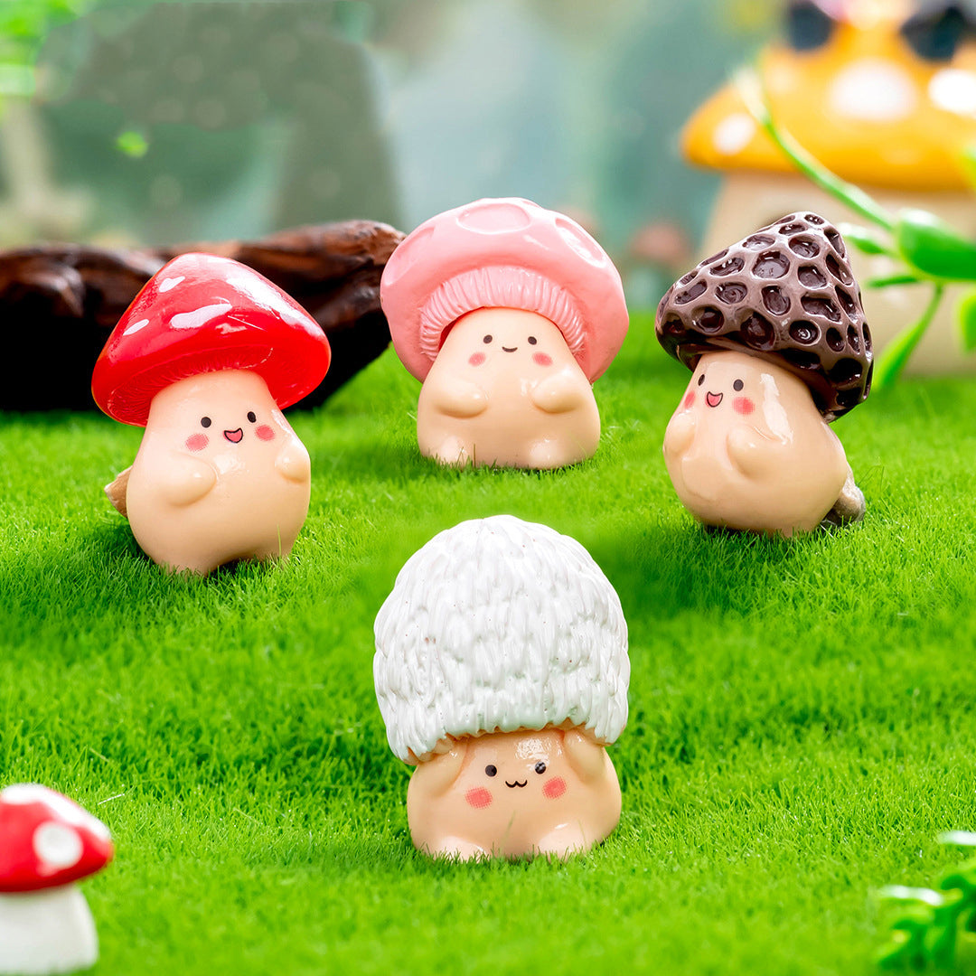 7Pcs Cute Mushroom Elf Figurines – Resin Miniature Ornaments for Fairy Garden, Terrarium, Succulent Planter & Home Decor