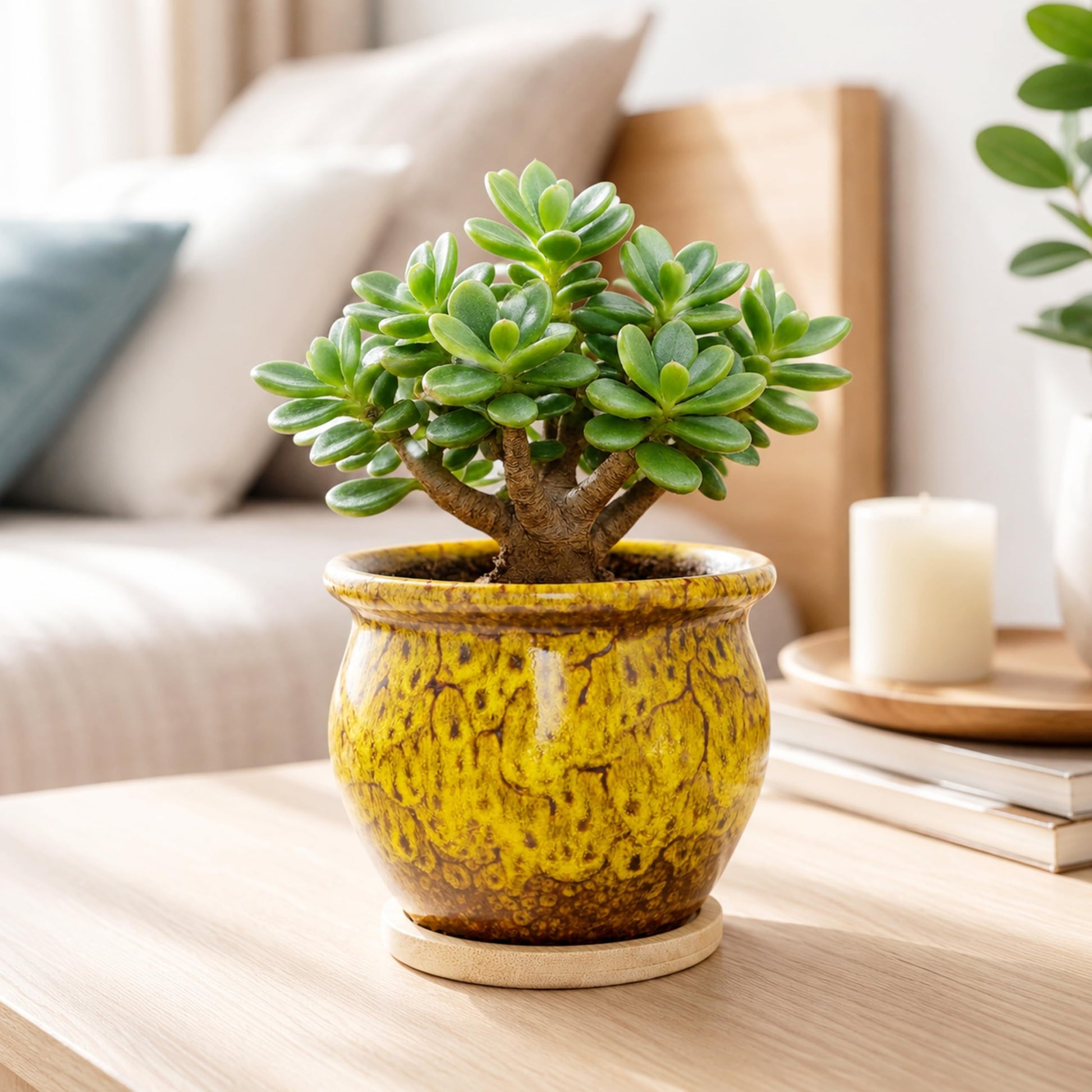 ARTKETTY 4.5 Inch Plant Pots, Small Pots for Plant Indoor, Ceramic Planter with Tray