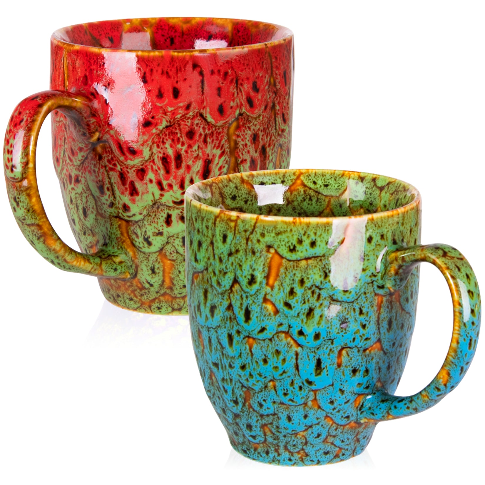 Set of 2 Durable 16 oz Coffee Cups, Large Coffee Mugs with Ergonomic Handle, Ceramic Mugs Dishwasher & Microwave Safe, Ideal Tea Mugs for Home, Office, Gifts (coffee, Tea, Hot Cocoa, Latte Cup)