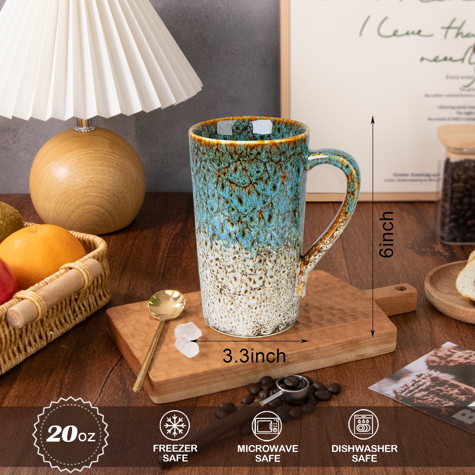 20 oz Coffee Mug, Coffee Cup Large Coffee Mug with Handle, Ceramic Latte Tea Cup for Office and Home, Novelty Gifts for Women and Men