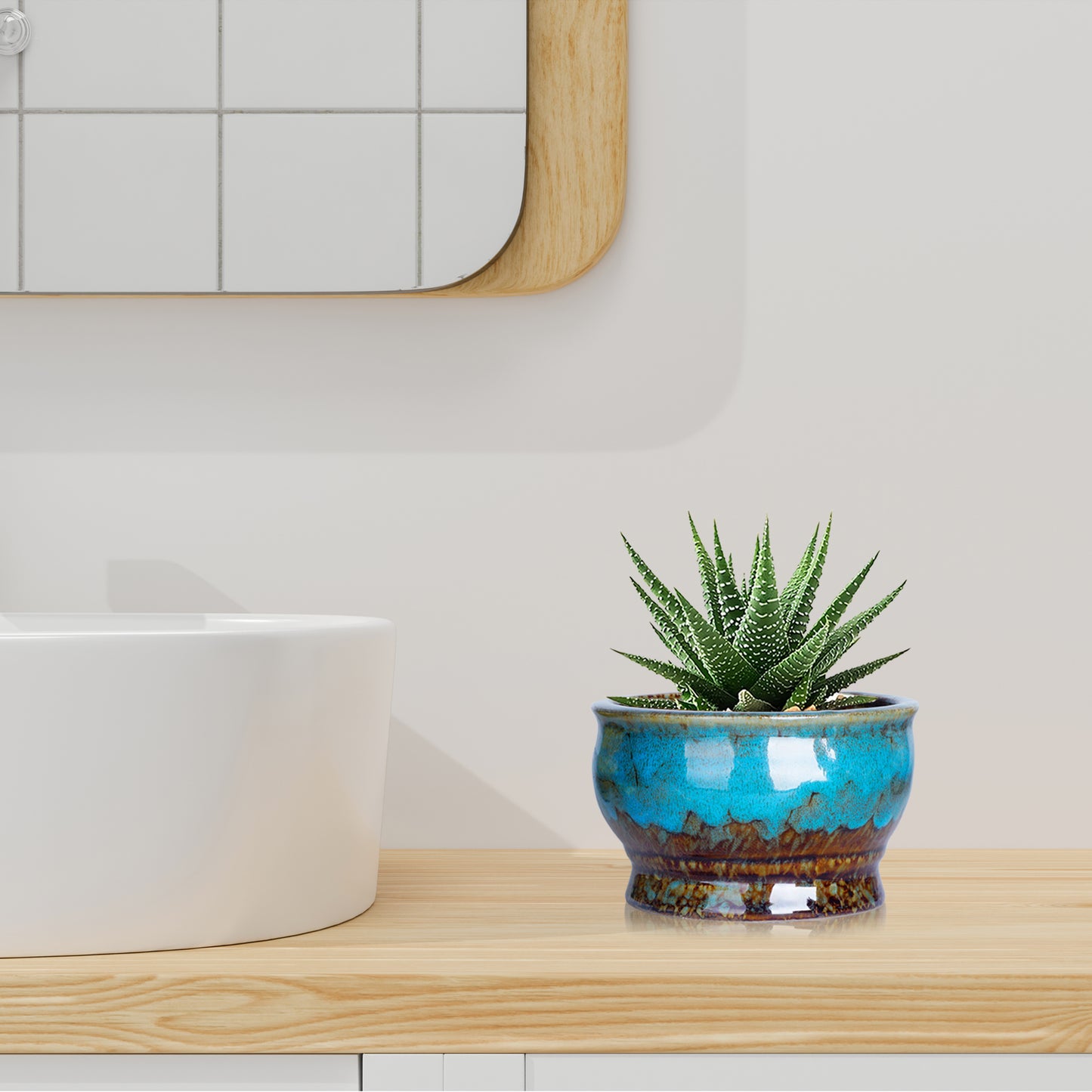 Cute 4.3 Inch Succulent Planter Pot Modern Ceramic Cactus Glaze Flowers Pots with Drainage