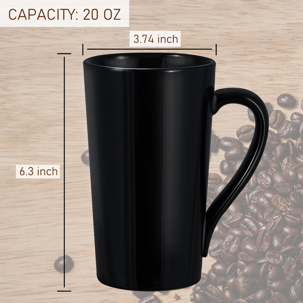 20oz Coffee Mugs Ceramic Tall Coffee Mugs with Handle Black – artketty