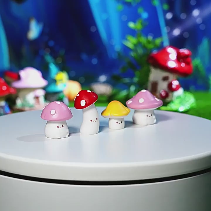 7Pcs Mini Mushroom Figurines – Cute Resin Ornaments for Fairy Garden, Terrarium, Succulent Pots & DIY Decor