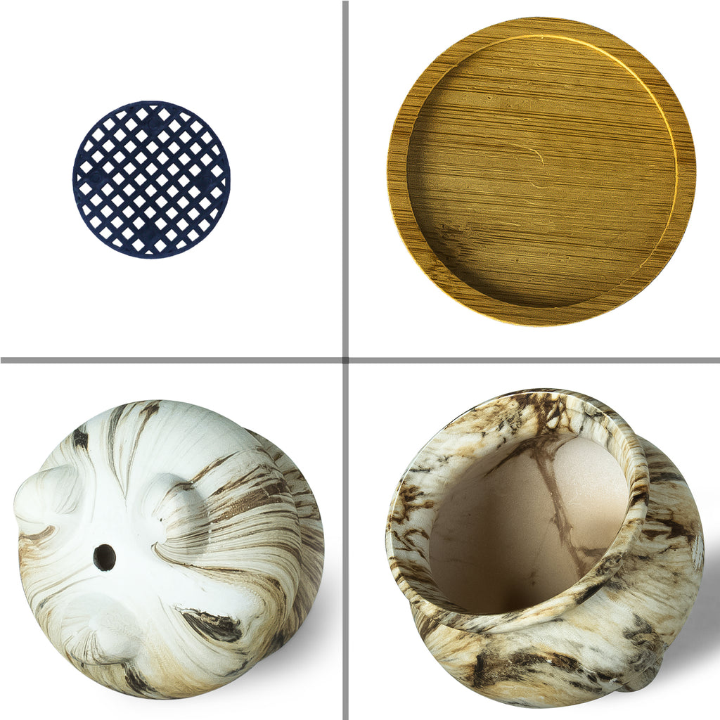 ARTKETTY 3.8 Inch Ceramic Succulent Planter Pots Small Cactus Planter Pots Tripod Glazed Flower Plant Container with Drainage Bamboo Tray Perfect for Desk or Windowsill Pack of 6