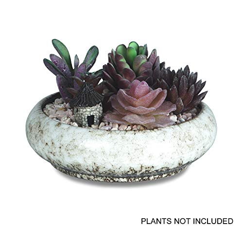 7.3 inch Round Succulent Planter Pots with Drainage Hole Bonsai Pots Garden Decorative Cactus Stand Ceramic Glazed Flower Container