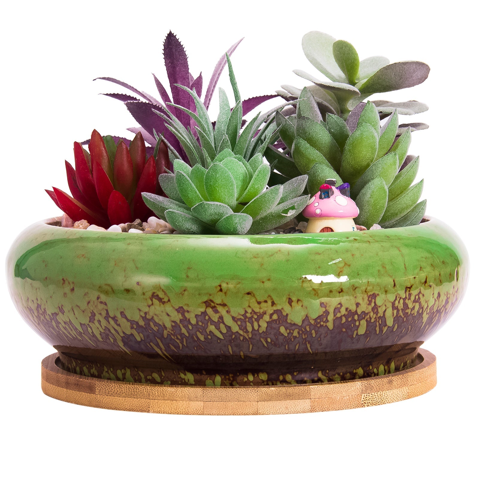 succulents in blue pots 7.3 inch Vintage Round Ceramic Planter Pots Blue Glazed Succulent Holder Bonsai Flower Vase Garden Decorative Cactus Plants Stand Artificial Topiary