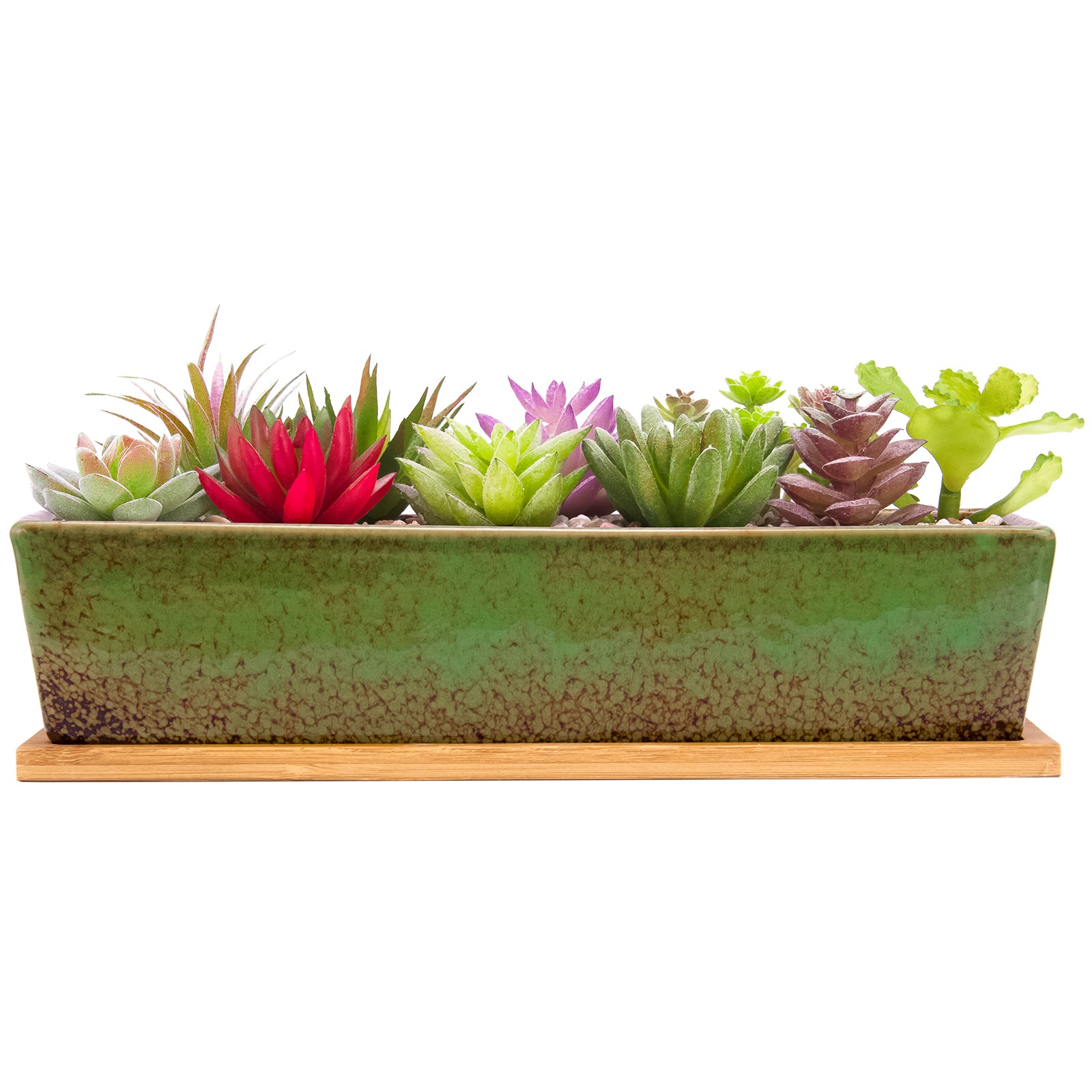 indoor rectangle plant pot 12 Inch Succulent Pots Long Rectangle Succulent Planter Pots with Dra