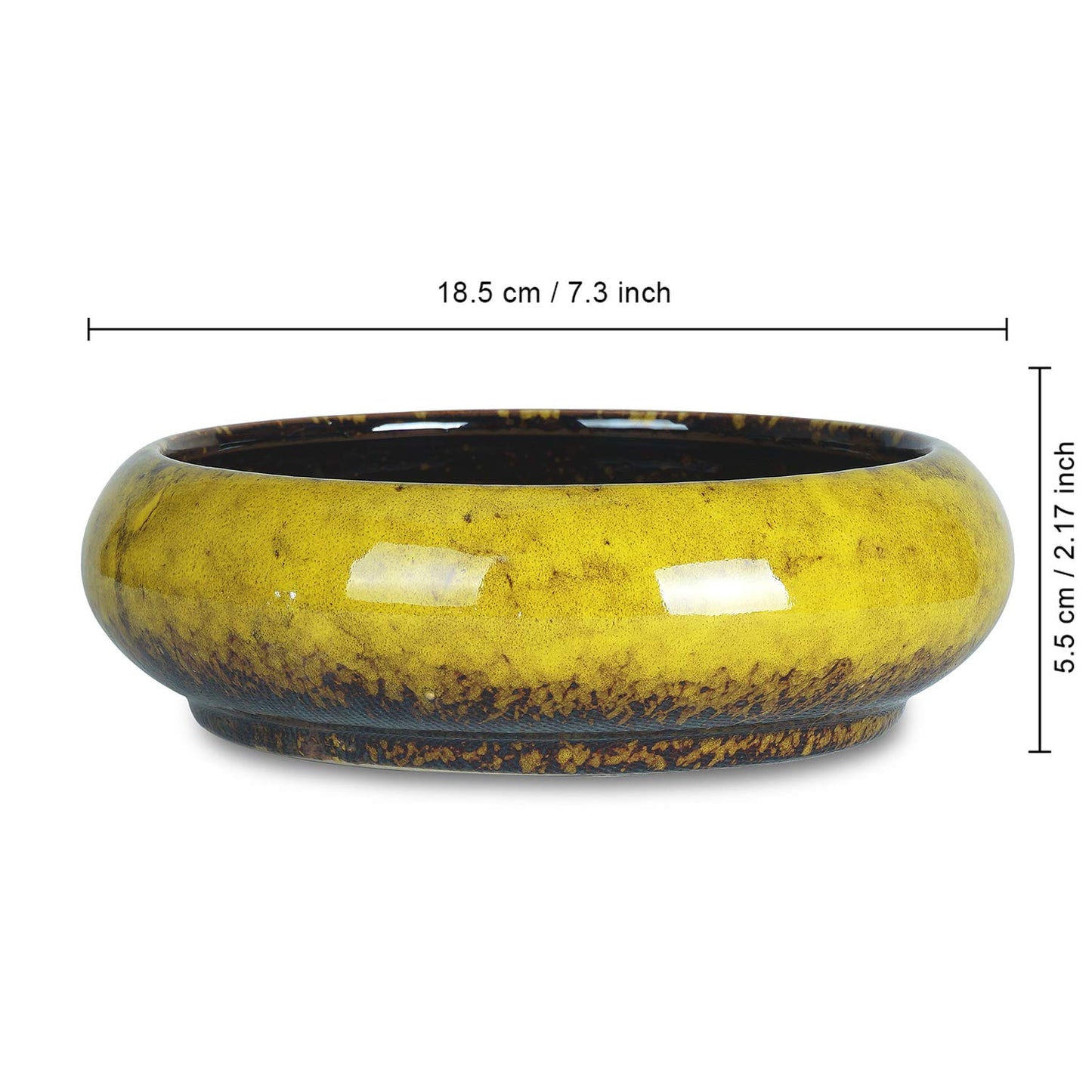 7.3 inch Round Succulent Planter Pots with Drainage Hole Bonsai Pots Garden Decorative Cactus Stand Ceramic Glazed Flower Container