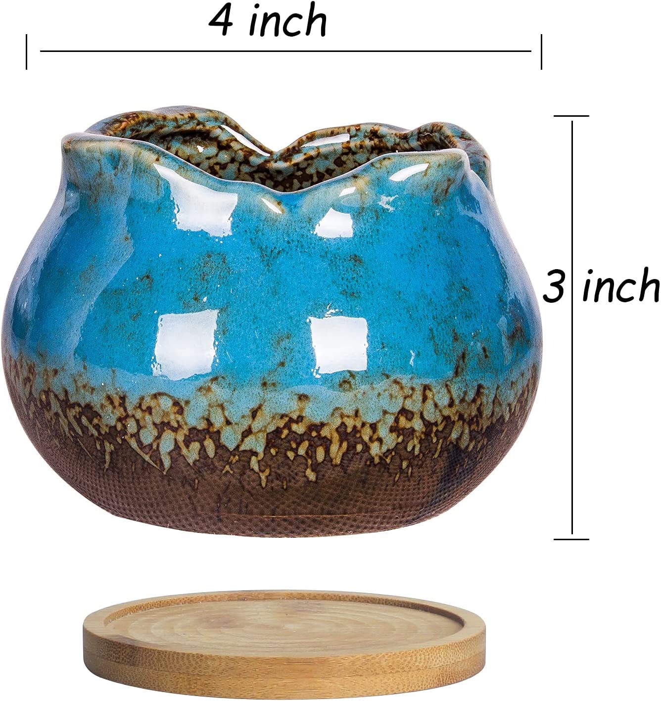 Succulent Pots, 4 Inch Small Succulent Planters Pots with Drainage Trays, Colorful Cactus Planter Ceramic Pots for Indoor Flower Plants (Pack of 5)