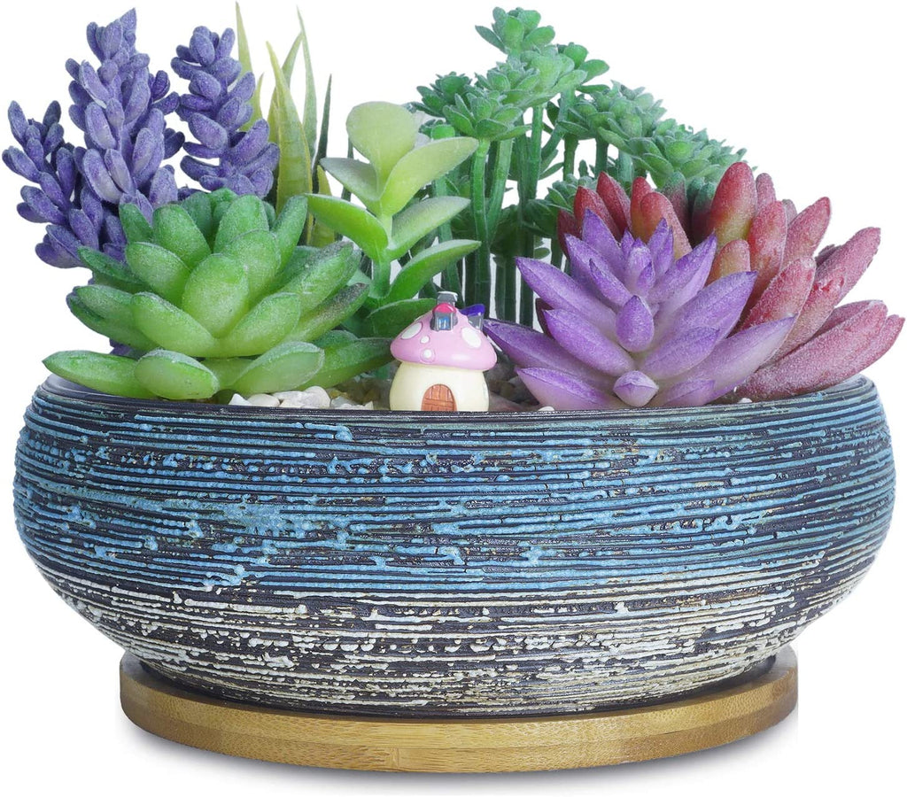8 inch succulent planter ARTKETTY 8 Inch Large Round Succulent Planter Pots with Drainage Bamb