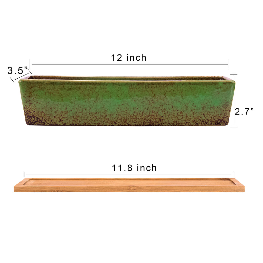 12 inch succulent planter 12 Inch Succulent Pots Long Rectangle Succulent Planter Pots with Dra – artketty