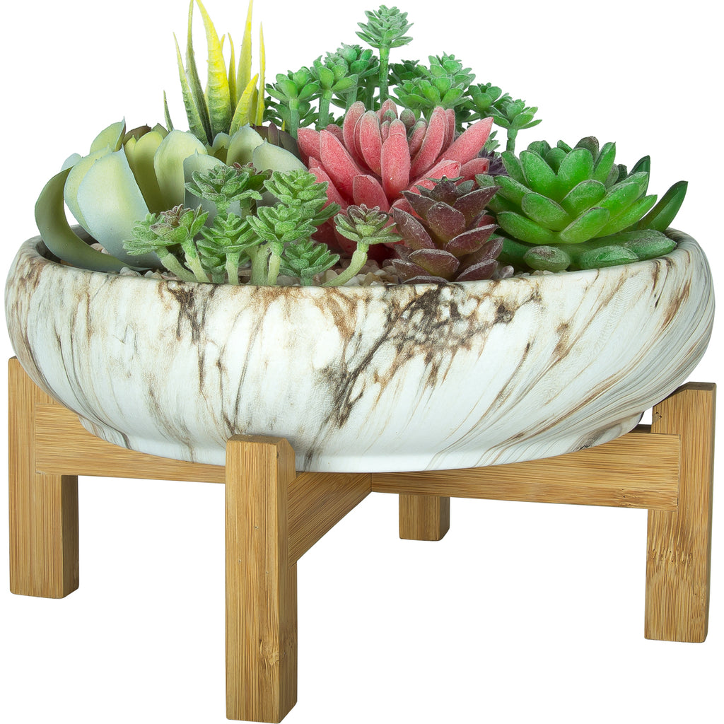 long white succulent planter Succulent Pot, Large Succulent Planter Pot with Stand, 10 Inch Cerami – artketty