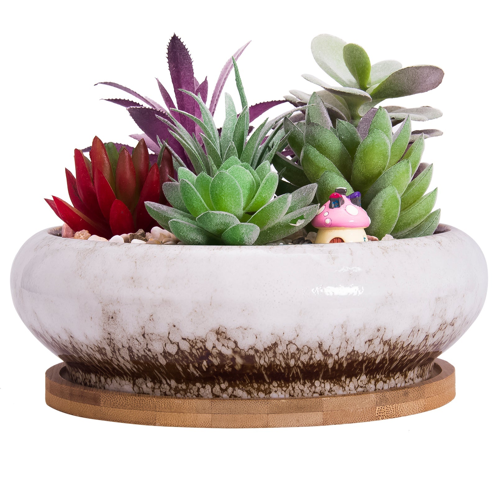round ceramic succulent planter 7.3 inch Vintage Round Ceramic Planter Pots Blue Glazed Succulent Holder Bonsai Flower Vase Garden Decorative Cactus Plants Stand Artificial Topiary